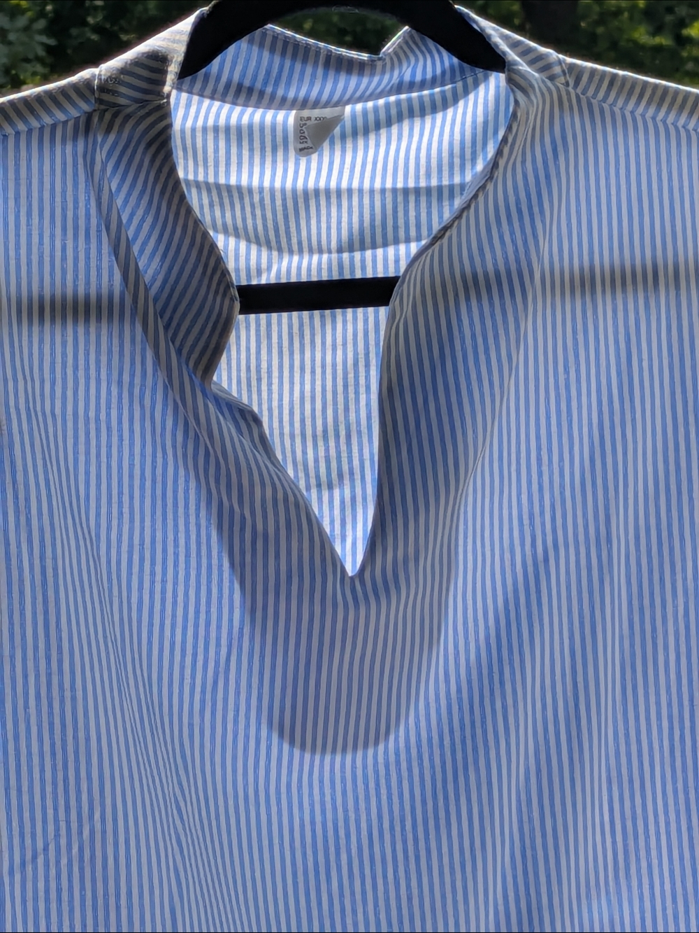 Light Blue Striped Sleeveless Shirt - V-Neck